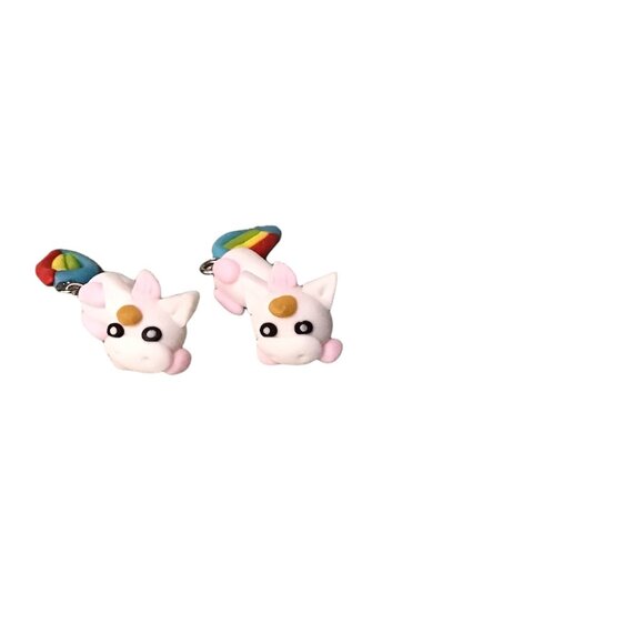 Cute and Adorable Unicorn Earrings - Clay Dangling Girls Jewelry - Picture 1 of 4